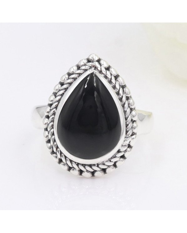Black Onyx Statement Ring, Sterling Silver Ring For Women