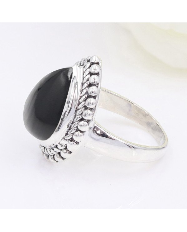 Black Onyx Statement Ring, Sterling Silver Ring For Women