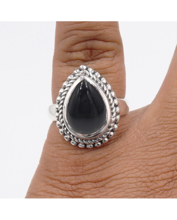 Black Onyx Statement Ring, Sterling Silver Ring For Women