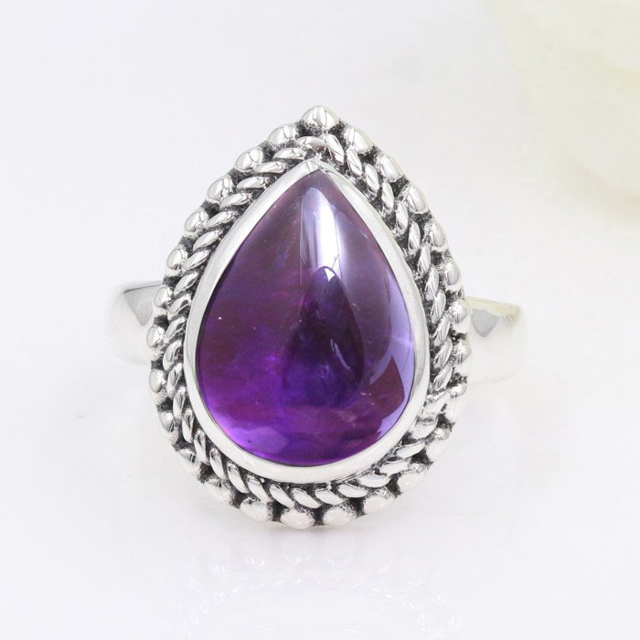 Amethyst 925 Sterling Silver Ring Statement Ring for Her