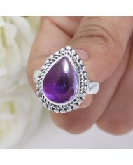 Amethyst 925 Sterling Silver Ring Statement Ring for Her