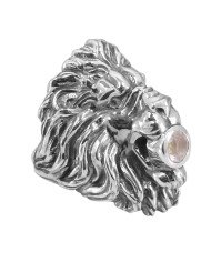 Lion Skull Ring Crystal Quartz Lion Skull 925 Sterling Silver Ring