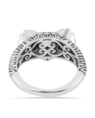 Owl Skull 925 Sterling Silver Owl Skull Amethyst Ring