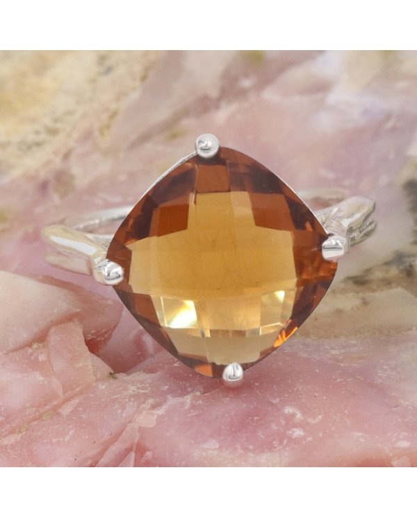 Beer Quartz Sterling Silver Ring for Him