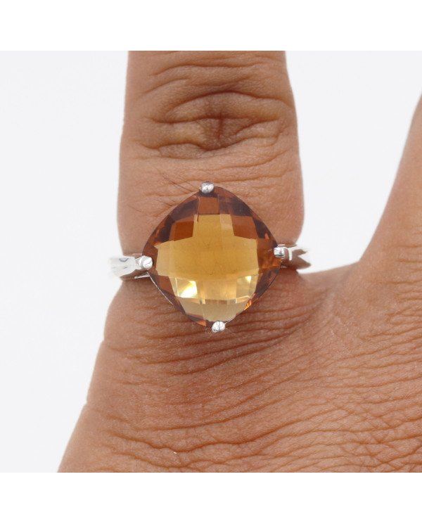 Beer Quartz Sterling Silver Ring for Him