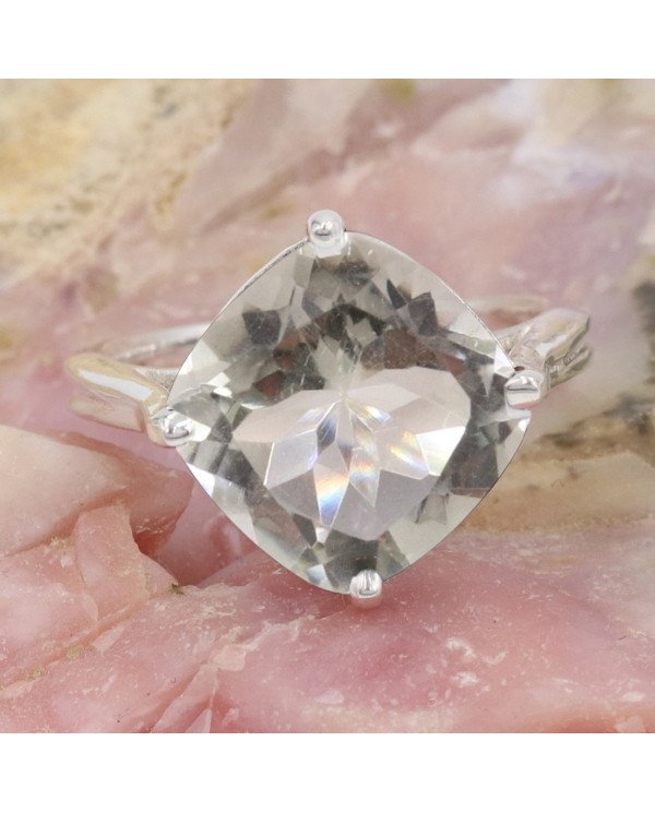 Sterling Silver Green Amethyst Ring for Him