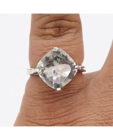 Sterling Silver Green Amethyst Ring for Him
