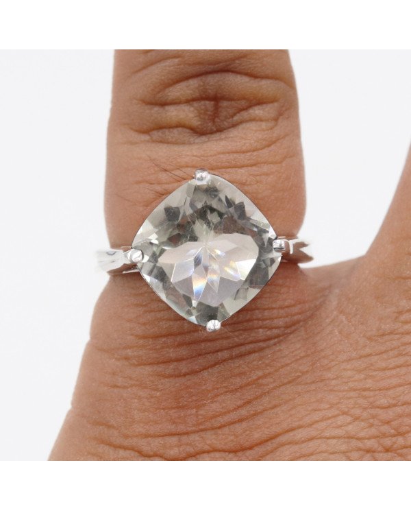 Sterling Silver Green Amethyst Ring for Him