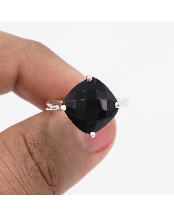 Black Onyx Sterling Silver Ring for Him