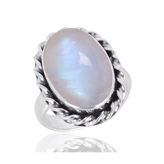 Rainbow Moonstone Ring 925 Sterling Silver Ring Statement Ring