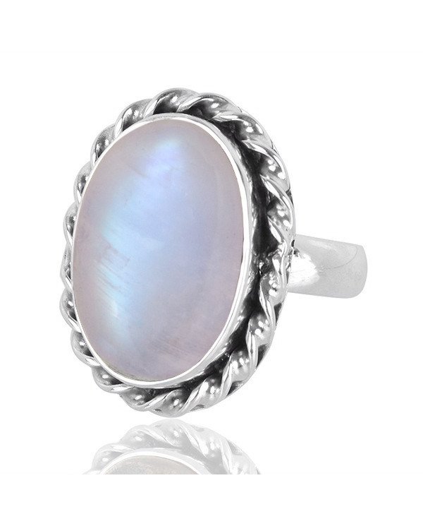 Moonstone Statement Ring Gemstone 925 Sterling Silver Ring