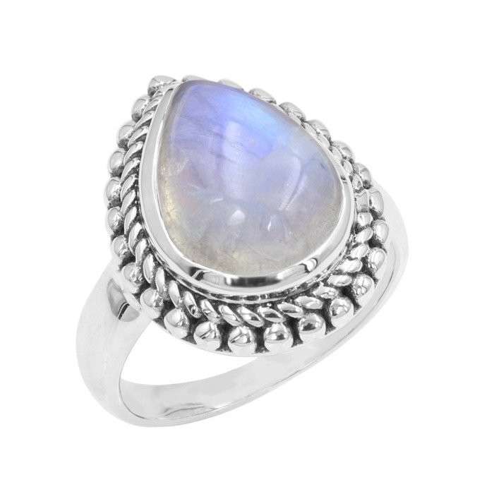Rainbow Moonstone Ring 925 Sterling Silver Statement Ring For Her