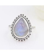 Rainbow Moonstone Ring 925 Sterling Silver Statement Ring For Her
