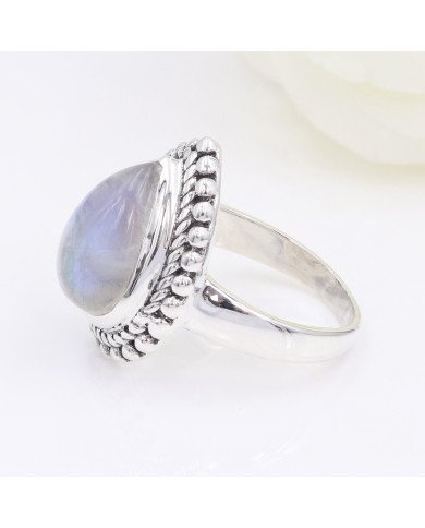 Rainbow Moonstone Ring 925 Sterling Silver Statement Ring For Her