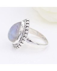Rainbow Moonstone Ring 925 Sterling Silver Statement Ring For Her