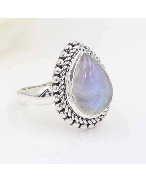 Rainbow Moonstone Ring 925 Sterling Silver Statement Ring For Her