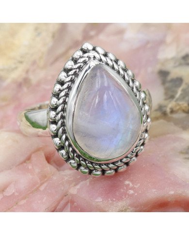 Rainbow Moonstone Ring 925 Sterling Silver Statement Ring For Her