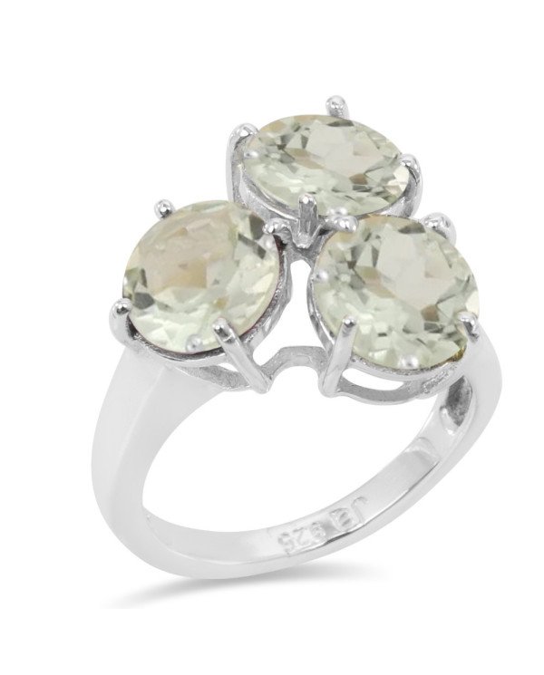 Statement Ring Green Amethyst Gemstone Ring 925 Sterling Silver Ring