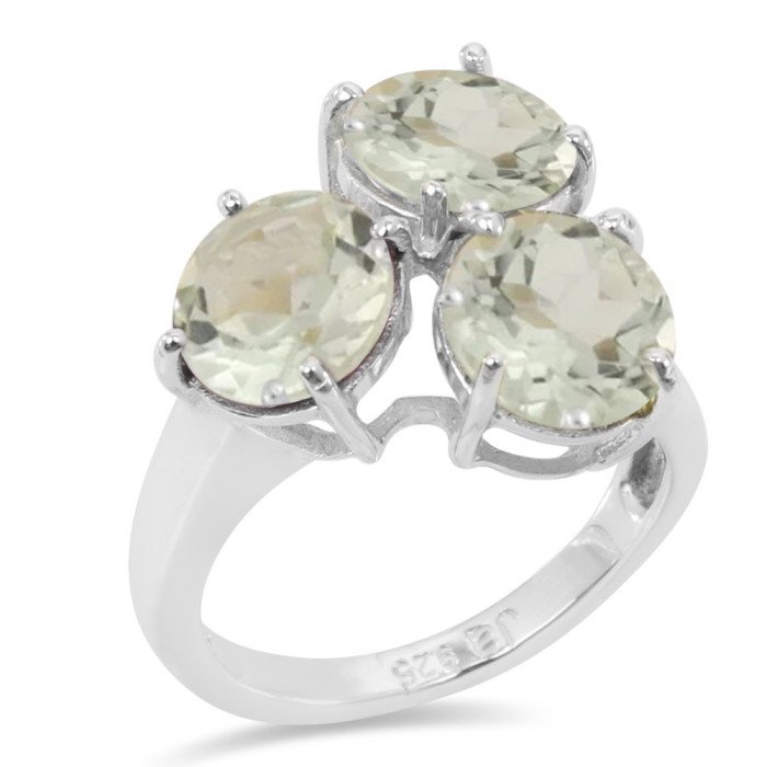Statement Ring Green Amethyst Gemstone Ring 925 Sterling Silver Ring