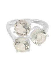 Statement Ring Green Amethyst Gemstone Ring 925 Sterling Silver Ring