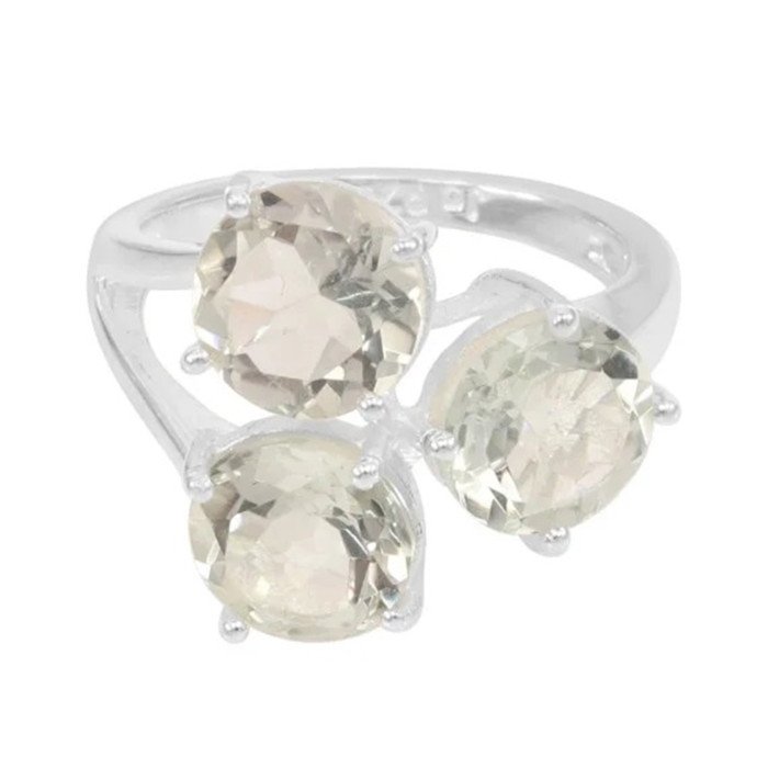 Statement Ring Green Amethyst Gemstone Ring 925 Sterling Silver Ring