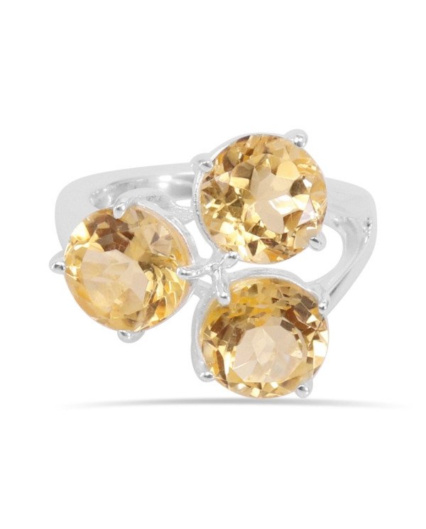 Engagement Ring Citrine Gemstone Ring 925 Sterling Silver Ring