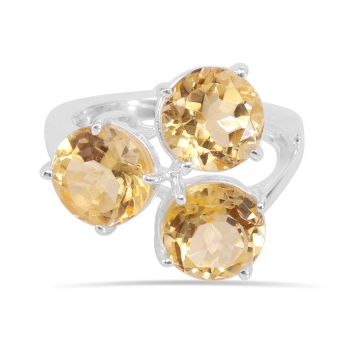 Engagement Ring Citrine Gemstone Ring 925 Sterling Silver Ring