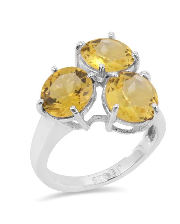 Engagement Ring Citrine Gemstone Ring 925 Sterling Silver Ring