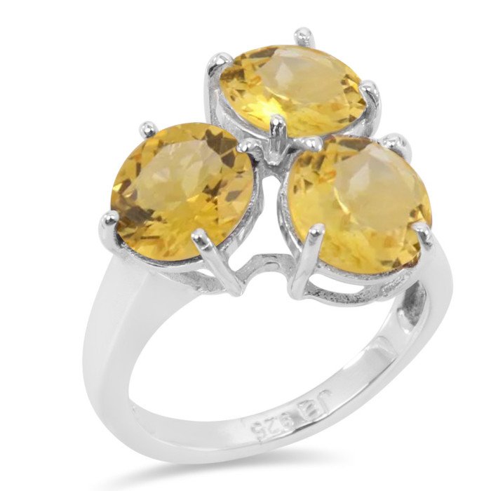 Engagement Ring Citrine Gemstone Ring 925 Sterling Silver Ring