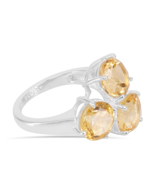Engagement Ring Citrine Gemstone Ring 925 Sterling Silver Ring
