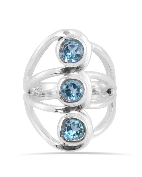925 Sterling Silver Ring Blue Topaz Ring Gemstone Statement Ring