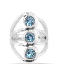 925 Sterling Silver Ring Blue Topaz Ring Gemstone Statement Ring