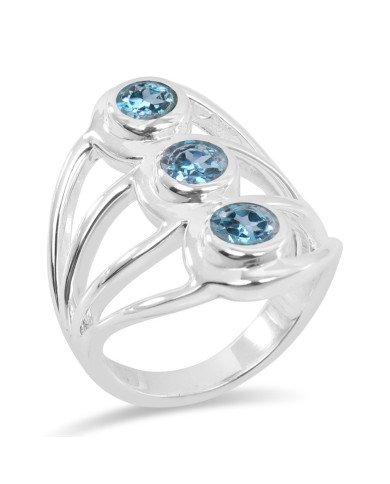 925 Sterling Silver Ring Blue Topaz Ring Gemstone Statement Ring