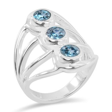 925 Sterling Silver Ring Blue Topaz Ring Gemstone Statement Ring