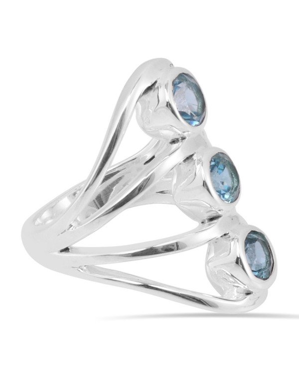925 Sterling Silver Ring Blue Topaz Ring Gemstone Statement Ring