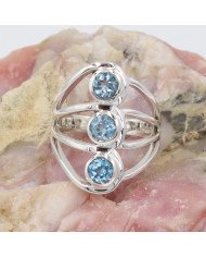 925 Sterling Silver Ring Blue Topaz Ring Gemstone Statement Ring