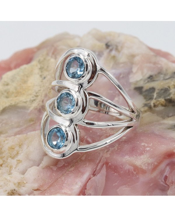 925 Sterling Silver Ring Blue Topaz Ring Gemstone Statement Ring