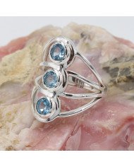 925 Sterling Silver Ring Blue Topaz Ring Gemstone Statement Ring