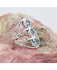 925 Sterling Silver Ring Blue Topaz Ring Gemstone Statement Ring