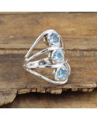 925 Sterling Silver Ring Blue Topaz Ring Gemstone Statement Ring