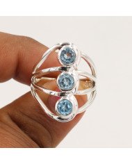 925 Sterling Silver Ring Blue Topaz Ring Gemstone Statement Ring