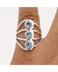 925 Sterling Silver Ring Blue Topaz Ring Gemstone Statement Ring