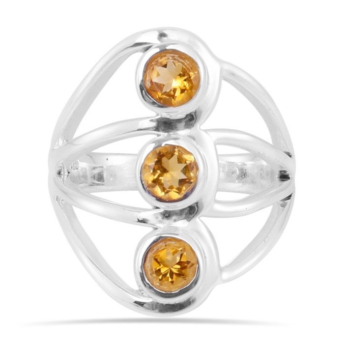 Citrine Gemstone 925 Sterling Silver Ring Statement Ring for Her