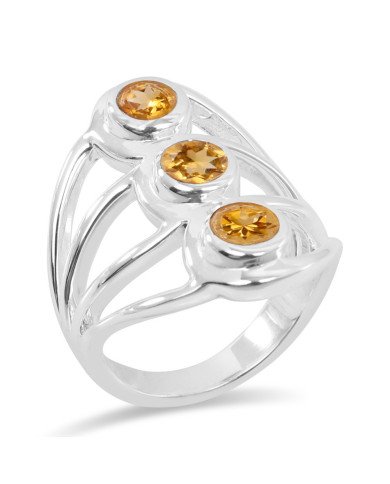 Citrine Gemstone 925 Sterling Silver Ring Statement Ring for Her