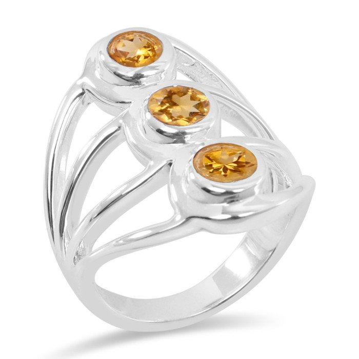 Citrine Gemstone 925 Sterling Silver Ring Statement Ring for Her