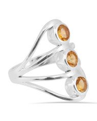 Citrine Gemstone 925 Sterling Silver Ring Statement Ring for Her