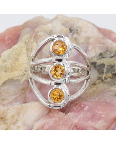 Citrine Gemstone 925 Sterling Silver Ring Statement Ring for Her