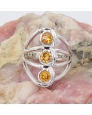 Citrine Gemstone 925 Sterling Silver Ring Statement Ring for Her