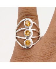 Citrine Gemstone 925 Sterling Silver Ring Statement Ring for Her