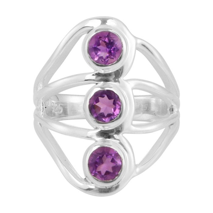 Amethyst Gemstone Ring 925 Sterling Silver Statement Ring